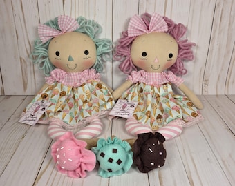 Ice Cream Shop Raggedy Cloth doll Choose your finish, Homespun from the Heart