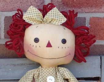 Primitive Raggedy Ann Doll With Daisy pattern, raggedy doll, cloth doll pattern, daisy pattern, HFTH158