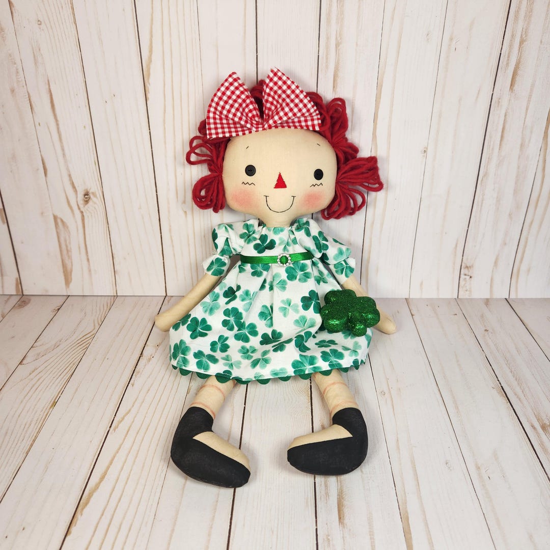 St. Patrick's Day Handmade Raggedy Cloth Doll With Shamrock | Irish ...
