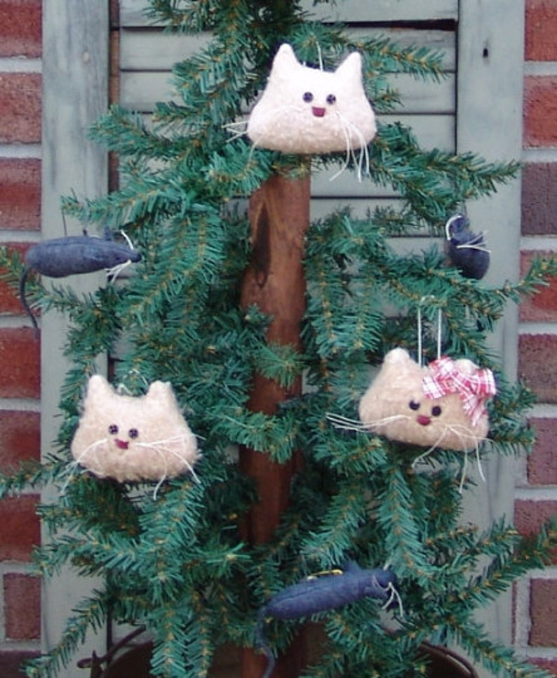 Home Decor Primitive Cat Tree Topper Sewing Pattern With Mouse Etsy