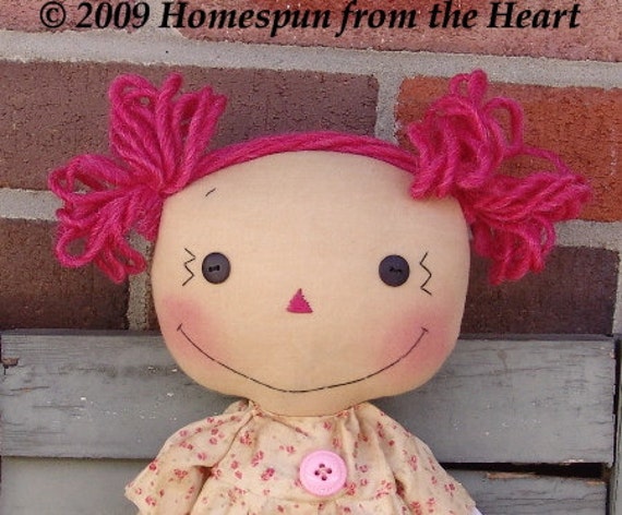 Rhubarb Dark Pink Wool Doll Hair Doll Making Supplies 