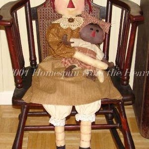 Extra Large Raggedy Cloth Doll With Her Little Doll Primitive - Etsy