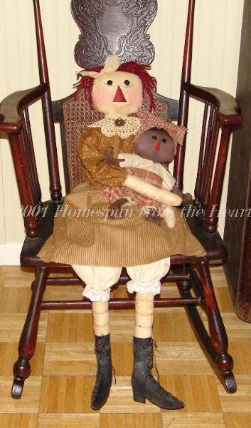 Primitive raggedy Cloth doll pattern Extra large Raggedy | Etsy