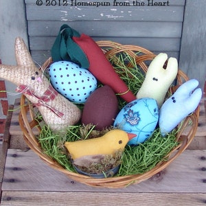 Easter Bunny Chick Carrot Peeps and Egg Pattern | Pattern for Easter Accessories for Dolls | Bowl Fillers and ornaments pattern | HFTH192