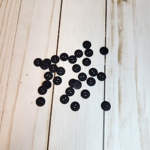7/16 inch Black Matte buttons for Raggedy Cloth dolls and craft projects, Doll making supplies, Homespun from the Heart patterns and dolls