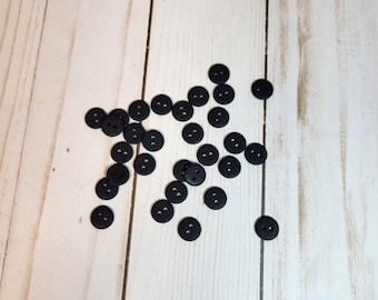 7/16 inch Black Matte buttons for Raggedy Cloth dolls and craft projects, Doll making supplies, Homespun from the Heart patterns and dolls