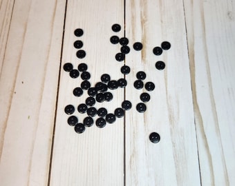 Black Matte buttons 3/8" for Raggedy Cloth dolls craft projects, Doll making supplies, wholesale, Homespun from the Heart patterns and dolls
