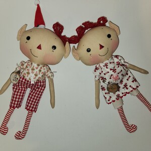 Primitive Christmas Elf Doll Pattern, 14 Inch Raggedy Elf Doll Pattern ...