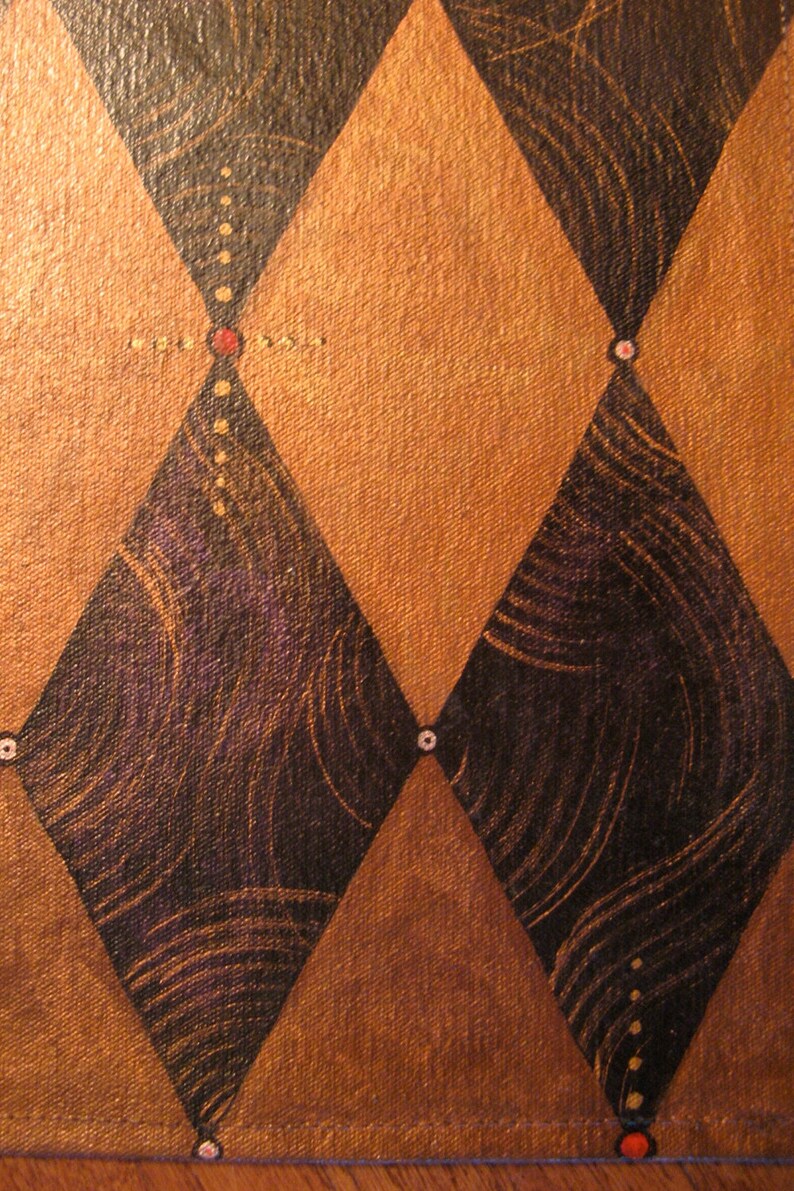 Floorcloth Rug Harlequin Pattern in copper bronze and black Etsy