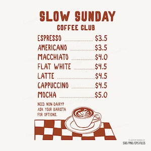 Coffee Cafe Menu Hand-Drawn Illustration SVG PNG EPS