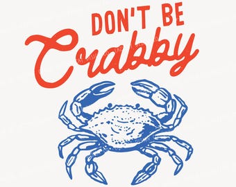 Funny Crab Trendy Hand Drawn Illustration SVG PNG EPS