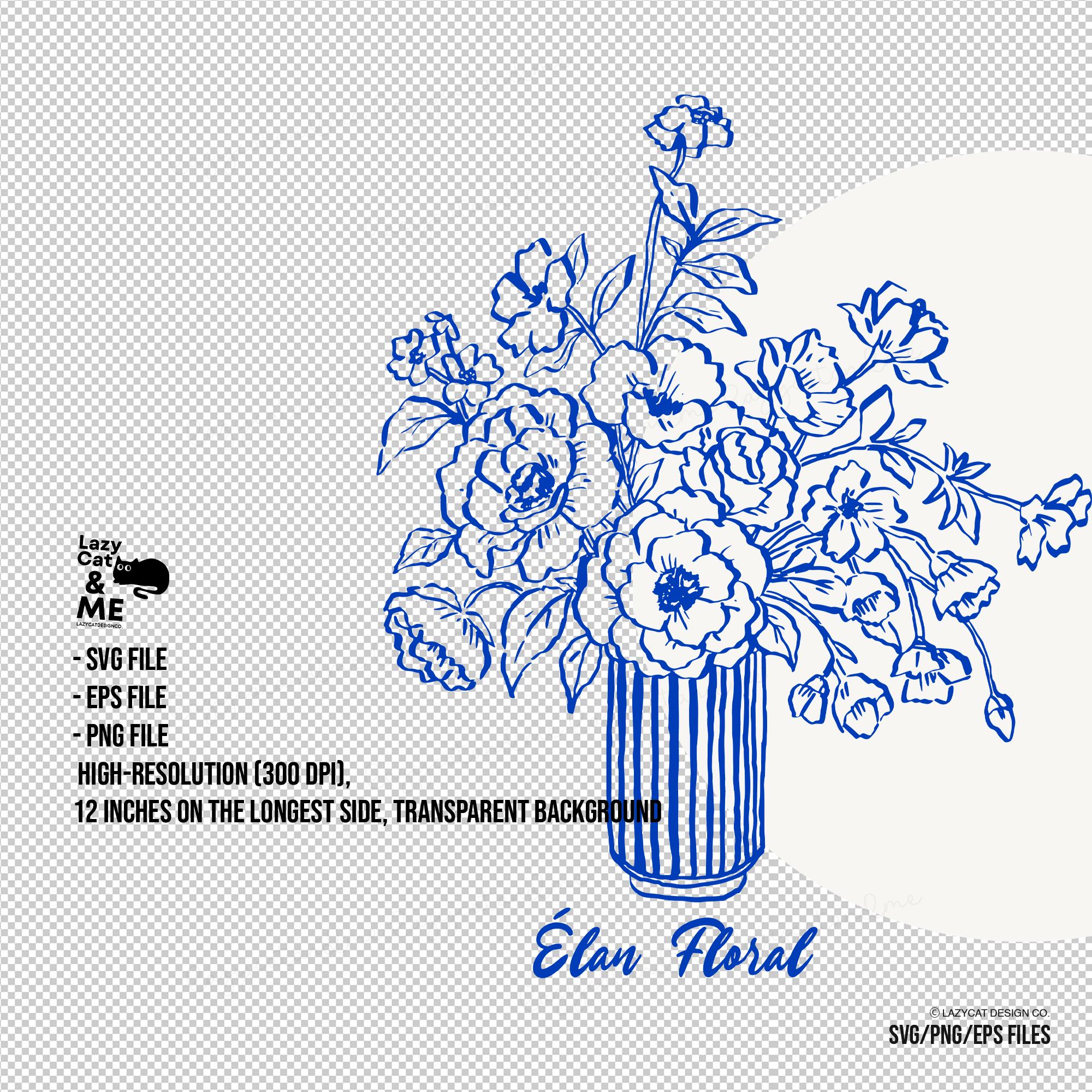 Flowers in Vase Trendy Hand Drawn Illustration SVG PNG EPS - Etsy