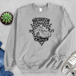 Lightning McQueen Cars Sweatshirt, Cars Birthday Shirt, Disney Pixar Cars Gift Tee, Lightning McQueen Graphic Sweatshirt, Kids Cars Party image 2
