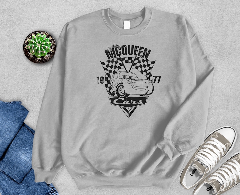 Lightning McQueen Cars Sweatshirt, Cars Birthday Shirt, Disney Pixar Cars Gift Tee, Lightning McQueen Graphic Sweatshirt, Kids Cars Party image 2