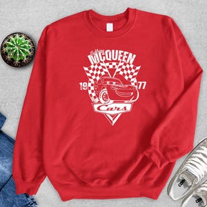 Lightning McQueen Cars Sweatshirt, Cars Birthday Shirt, Disney Pixar Cars Gift Tee, Lightning McQueen Graphic Sweatshirt, Kids Cars Party image 3