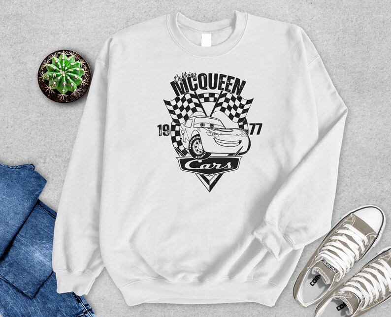 Lightning McQueen Cars Sweatshirt, Cars Birthday Shirt, Disney Pixar Cars Gift Tee, Lightning McQueen Graphic Sweatshirt, Kids Cars Party image 5