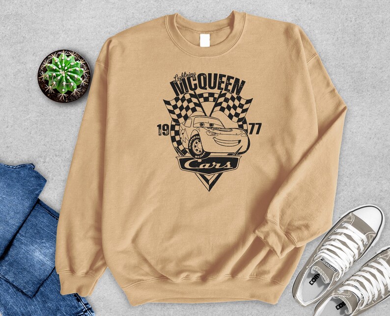 Lightning McQueen Cars Sweatshirt, Cars Birthday Shirt, Disney Pixar Cars Gift Tee, Lightning McQueen Graphic Sweatshirt, Kids Cars Party image 4