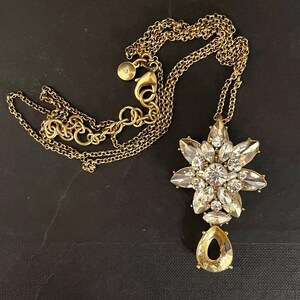 Vintage J. Crew Clear Crystal Flowers Necklace - Etsy