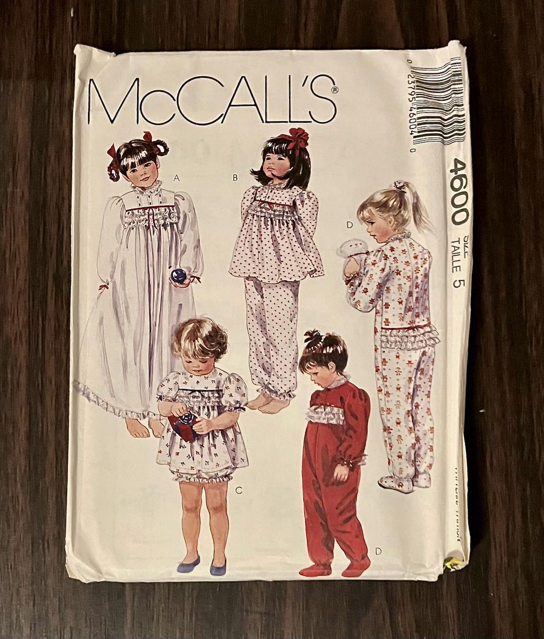 Vintage Mccall's 4600 Children's Pajama Nightgown Sewing Patterns ...