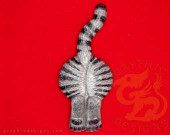 Gray Mackerel Tabby Cat Butt Handmade Humorous Magnet