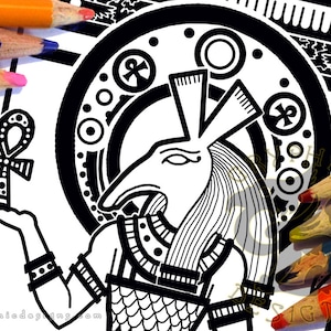 Printable Coloring Page Egyptian Nouveau Setesh Digital Download