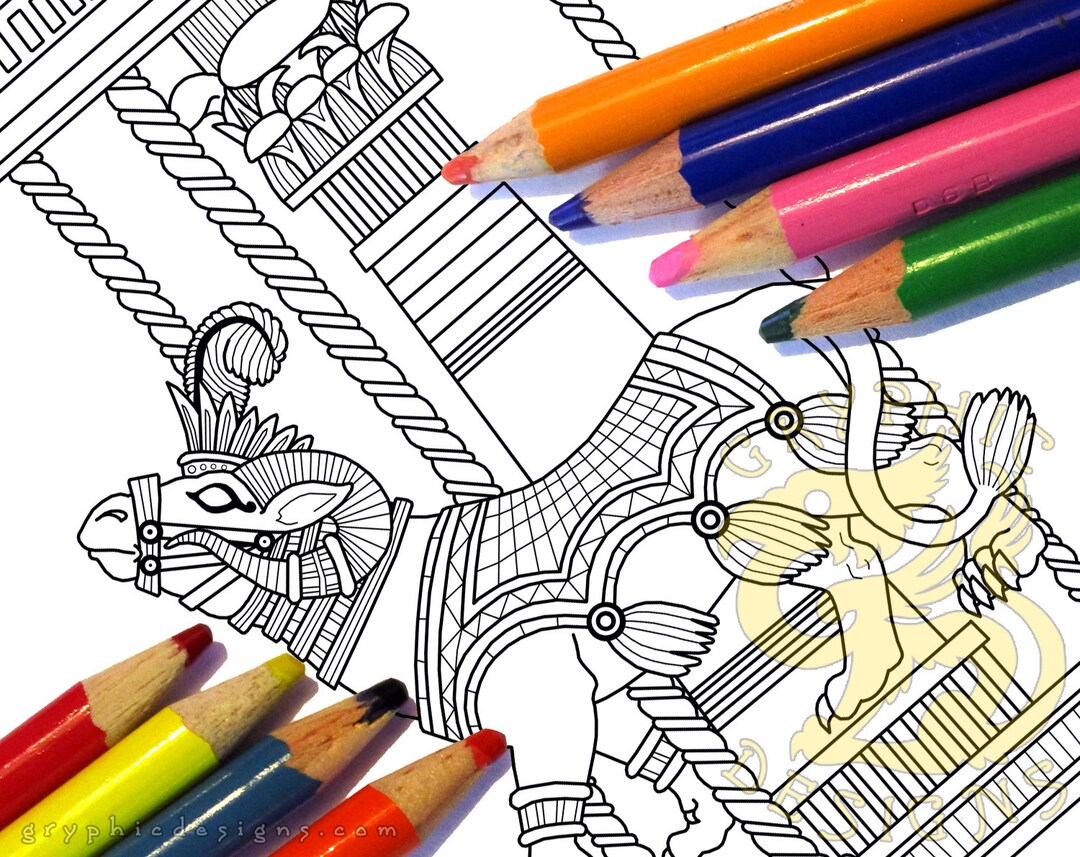 C is for Criosphinx Carousel Printable Coloring Page Digital Download ...