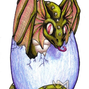 A Little Help Bronze Dragon Hatchling Original Drawing image 2