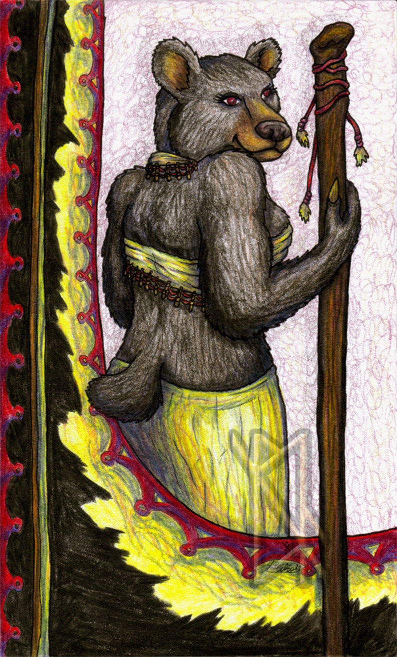 Yellow Bear Original Anthro Black Bear Drawing Etsy