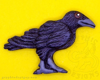 Aimant oiseau fait main corbeau corbeau
