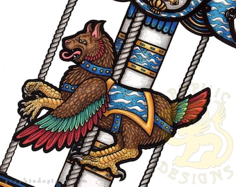 A est pour Anzu Gryphic Alphabet Carousel Original Artwork