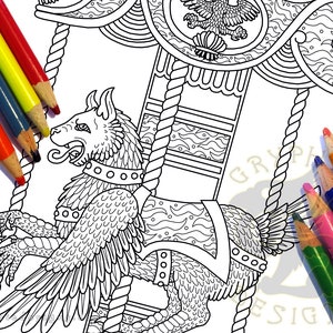 A Is For Anzu Carousel Printable Coloring Page Digital Download