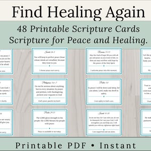 NIV Peace & Healing Bible Verse Cards Printable | 48 Scripture Cards PDF | Christian Encouragement Cards | Hope and Restoration Bible Verses
