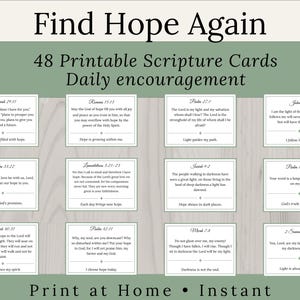 NIV Hope & Encouragement Bible Verse Cards Printable | 48 Scripture Cards PDF | Christian Devotional | Bible Study Gift | Instant Download