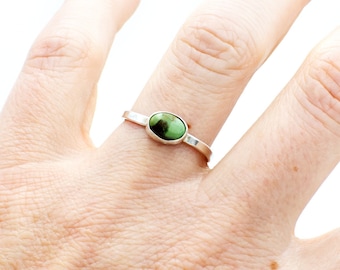 Sterlingzilveren turkooizen ring, aangepaste Hubei-steenstapelringen