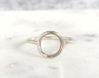 Open Circle Sterling Silver Ring, Minimalist Ring, Dainty Silver Circle Ring, Delicate Sterling Silver Rings for Women, Karma Ring