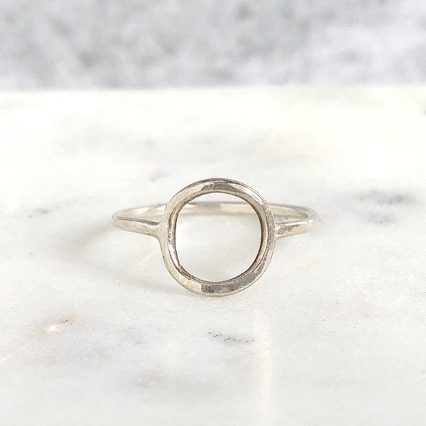 Open Circle Sterling Silver Ring, Minimalist Ring, Dainty Silver Circle Ring, Delicate Sterling Silver Rings for Women, Karma Ring