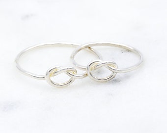 Sterling Silver Knot Ring, Dainty Silver Jewelry, Handmade Love Knot, Delicate Sterling Silver Rings for Women, Gift for Her