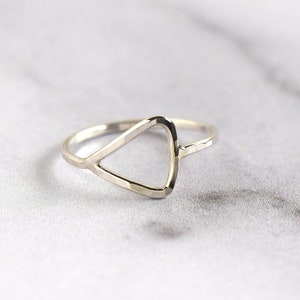 Dainty Sterling Silver Triangle Ring: Minimalist Geometric Jewelry