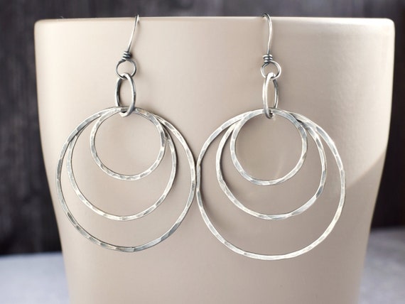 Multi hoop earrings silver discount