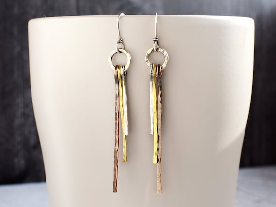 Metal bar earrings deals
