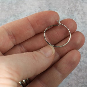 Sterling Silver Minimalist Hoop Earrings, simple dainty earrings, minimalist jewelry, handmade hammered silver hoops, boho earrings 3/4 inches