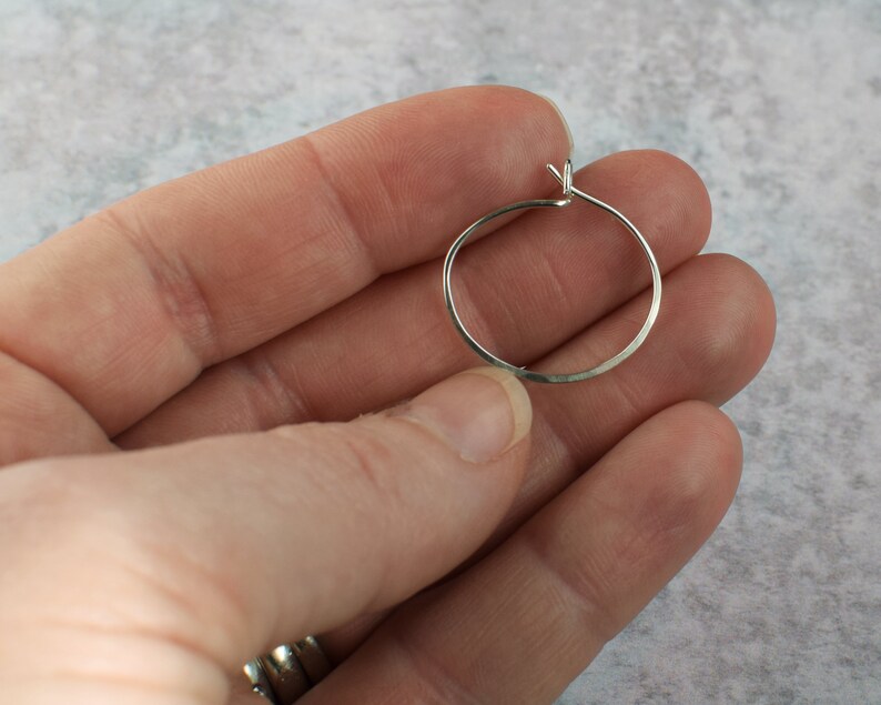 Sterling Silver Minimalist Hoop Earrings, simple dainty earrings, minimalist jewelry, handmade hammered silver hoops, boho earrings 3/4 inches