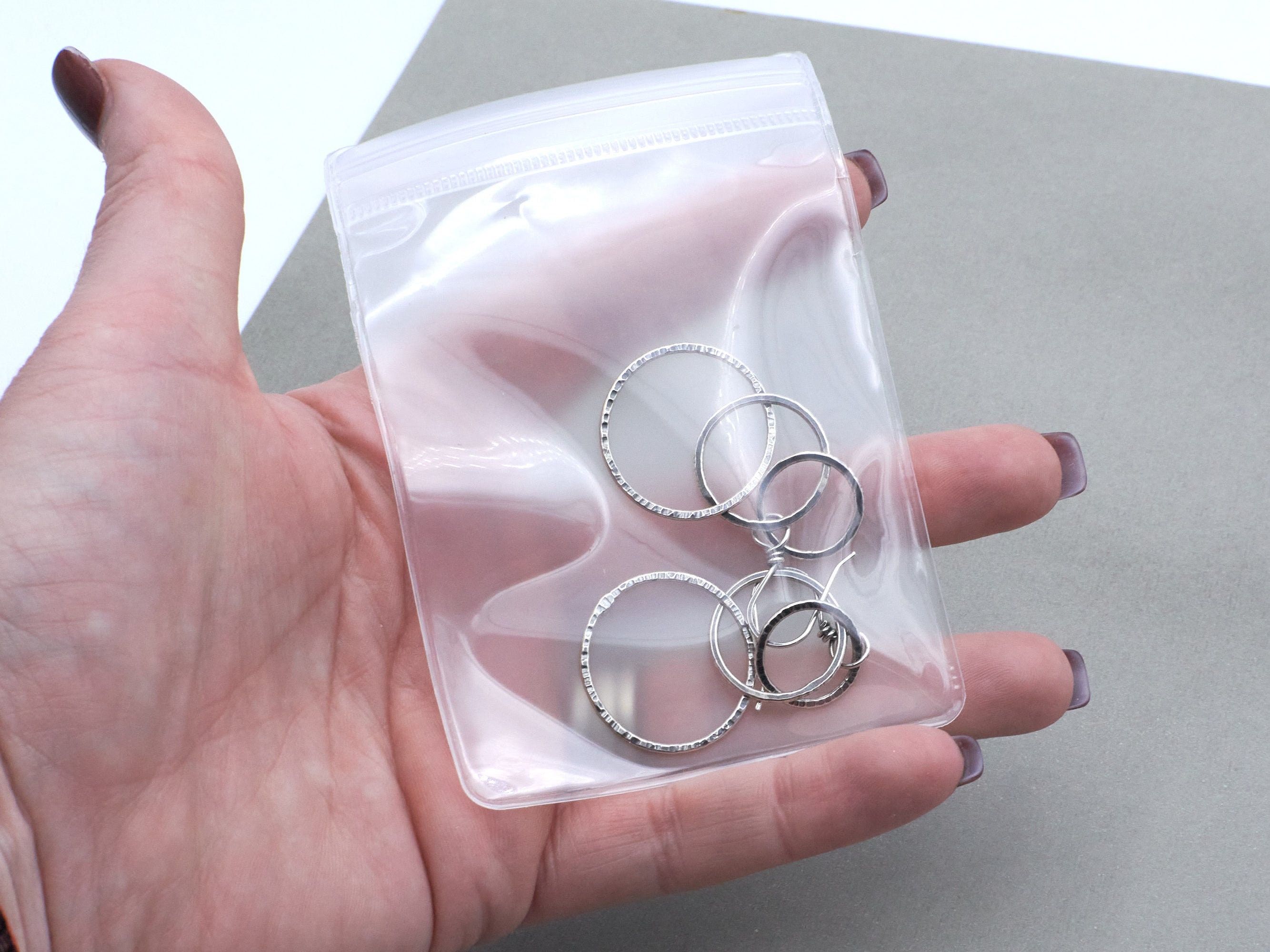 NUOLUX 100 Pcs Clear Jewelry Bags Transparent Anti-tarnish Jewelry Storage  Bags for Packaging Jewelry Rings Earrings 