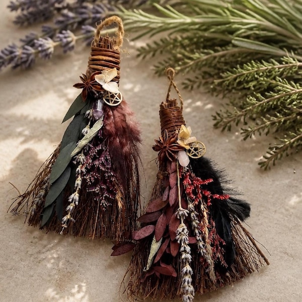 Customizable Mini Witch Broom, Botanical Besom, Small Space Cleansing, Energy Cleanse, Protection Gift