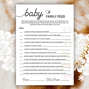 Baby Shower Game Family Feud | Baby Shower Games Printable | Family Feud Game | Gender Neutral | Editable Template | Instant Download | A1