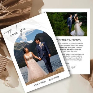 Modern Wedding Thank You Card, Minimalist Wedding Photo Thank You Card, Boho Wedding Thank You Card, Modern Minimalist Wedding, M7