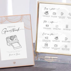Polaroid Guestbook 8x10 5x7 A4, How to Load New Film, Wedding Guest Book, Minimalist, Photo Guestbook Sign, Instax Mini 12 Instructions Sign