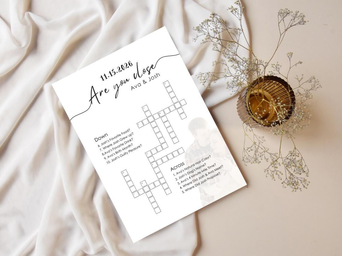 Custom Wedding Small Crossword Puzzle Sip Solve 5x7 Puzzle Template Custom Wedding Small Crossword Puzzle Sip Solve 5x7 Puzzle Template