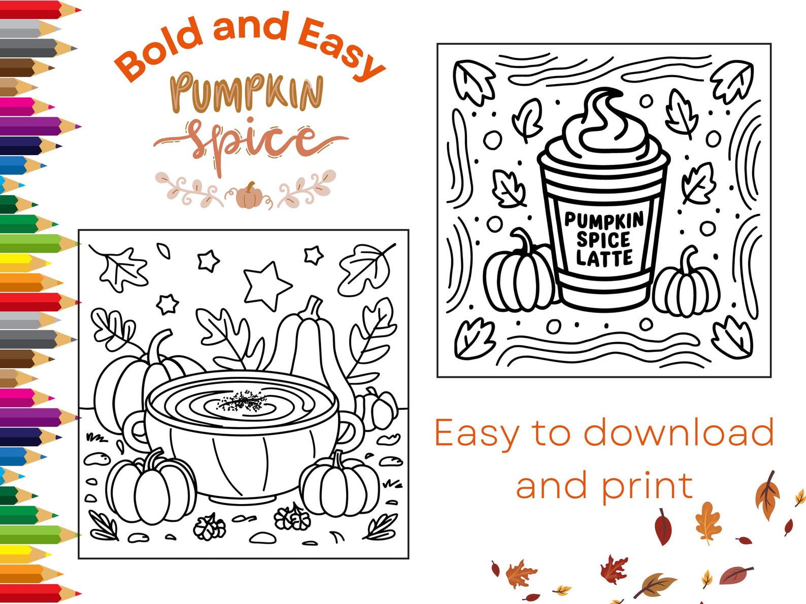8 Pumpkin Colouring Pages PDF Printable Autumn Theme Coloring Pages ...