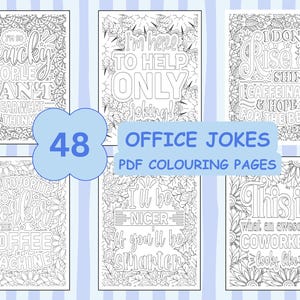 48 páginas para colorear imprimibles para adultos con citas y chistes sobre la oficina / Páginas para colorear divertidas / Libros en PDF / Citas motivacionales sobre el café / Regalos para la oficina /
